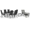 vidaXL Ensemble de salle à manger de jardin 10 pcs Noir et anthracite