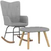 vidaXL Chaise à bascule avec tabouret Gris clair Tissu