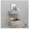 vidaXL Étagères à tiroir murales 2 pcs Gris béton 40x23,5x10 cm MDF