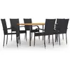 vidaXL Ensemble de salle à manger de jardin 7 pcs Résine tressée Noir