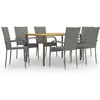 vidaXL Ensemble de salle à manger de jardin 7 pcs Résine tressée Gris