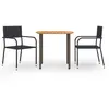 vidaXL Ensemble à manger de jardin 3 pcs Résine tressée Noir