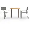 vidaXL Ensemble de salle à manger de jardin 3 pcs Résine tressée Gris