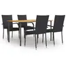 vidaXL Ensemble de salle à manger de jardin 5 pcs Résine tressée Noir
