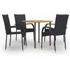vidaXL Ensemble de salle à manger de jardin 5 pcs Résine tressée Noir