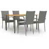vidaXL Ensemble de salle à manger de jardin 5 pcs Résine tressée Gris