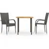 vidaXL Vidaxl Ensemble À Manger De Jardin 3pcs Résine Tressée Marron
