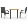 vidaXL Ensemble de salle à manger de jardin 3 pcs Résine tressée Noir