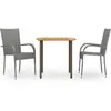 vidaXL Ensemble de salle à manger de jardin 3 pcs Résine tressée Gris
