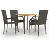 vidaXL Vidaxl Ensemble À Manger De Jardin 5pcs Résine Tressée Marron