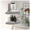 vidaXL Étagères d'angle murales 2 pcs Gris béton 25x25x3,8 cm MDF