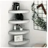 vidaXL Étagères d'angle murales 4 pcs Gris béton 25x25x3,8 cm MDF