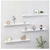 vidaXL Étagères murales 4 pcs Blanc brillant 80x9x3 cm