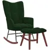 vidaXL Chaise à bascule avec repose-pied Vert foncé Velours