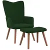 vidaXL Chaise de relaxation avec repose-pied Vert foncé Velours