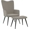 vidaXL Chaise de relaxation avec repose-pied Gris clair Velours
