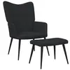 vidaXL Chaise de relaxation avec tabouret Noir Tissu