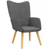vidaXL Chaise de relaxation avec tabouret Gris foncé Tissu