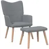 vidaXL Chaise de relaxation avec tabouret Gris clair Tissu