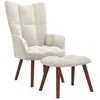vidaXL Chaise de relaxation avec repose-pied Blanc crème Velours
