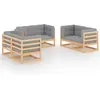vidaXL Salon de jardin 6 pcs avec coussins Bois de pin massif