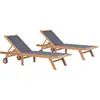 vidaXL Chaises longues pliables avec roulettes 2 pcs Teck et textilène