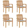 vidaXL Chaises de jardin empilables avec coussins 4 pcs Teck solide