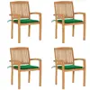 vidaXL Chaises de jardin empilables avec coussins 4 pcs Teck solide