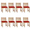 vidaXL Chaises de jardin 8 pcs avec coussins Bois de teck massif