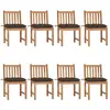 vidaXL Chaises de jardin 8 pcs avec coussins Bois de teck massif