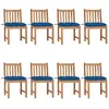 vidaXL Chaises de jardin 8 pcs avec coussins Bois de teck massif
