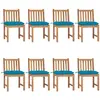 vidaXL Chaises de jardin 8 pcs avec coussins Bois de teck massif