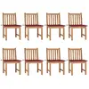 vidaXL Chaises de jardin lot de 8 avec coussins Bois de teck massif