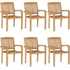 vidaXL Chaises de jardin empilables 6 pcs Bois de teck solide