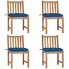 vidaXL Chaises de jardin 4 pcs avec coussins Bois de teck massif