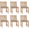 vidaXL Chaises de jardin lot de 6 avec coussins Bois de teck massif