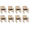 vidaXL Chaises de jardin 8 pcs avec coussins noir Bois de teck massif