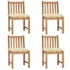 vidaXL Chaises de jardin 4 pcs avec coussins Bois de teck massif