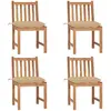 vidaXL Chaises de jardin 4 pcs avec coussins Bois de teck massif
