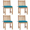 vidaXL Chaises de jardin 4 pcs avec coussins Bois de teck massif