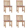 vidaXL Chaises de jardin 4 pcs avec coussins Bois de teck massif