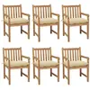 vidaXL Chaises de jardin 8 pcs avec coussins blanc crème Teck solide