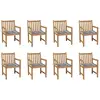 vidaXL Chaises de jardin 8 pcs et coussins carreaux gris Bois de teck