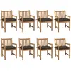 vidaXL Chaises de jardin lot de 8 avec coussins taupe Bois teck solide