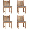 vidaXL Chaises de jardin 4 pcs avec coussins Bois de teck massif