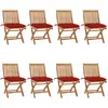 vidaXL Chaises pliables de jardin avec coussins 8 pcs Teck solide