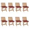 vidaXL Chaises pliables de jardin avec coussins 8 pcs Teck solide