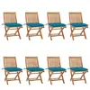 vidaXL Chaises pliables de jardin avec coussins 8 pcs Teck solide