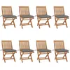 vidaXL Chaises pliables de jardin avec coussins 8 pcs Teck solide