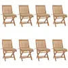 vidaXL Chaises pliables de jardin avec coussins 8 pcs Teck solide